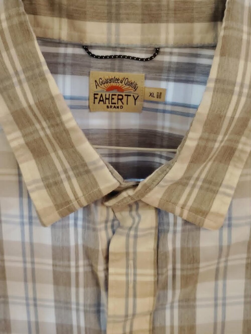 Faherty The Movement Button Up Shirt Mens XL Gray/Faded Blue Plaid Stretch